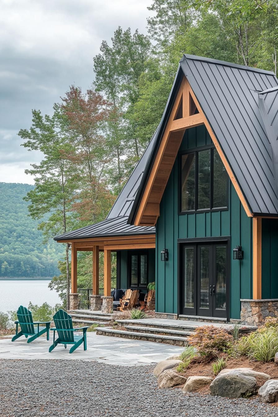Teal Green Siding With Rustic Log Details - photo 2