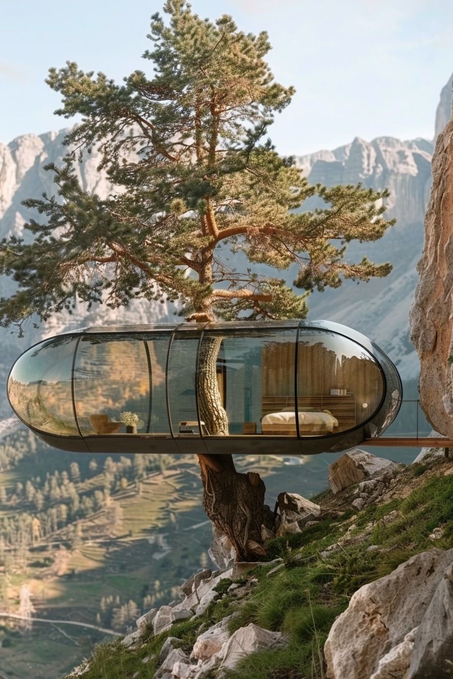 Glass Cabin Wrapped Around a Tree - photo 3