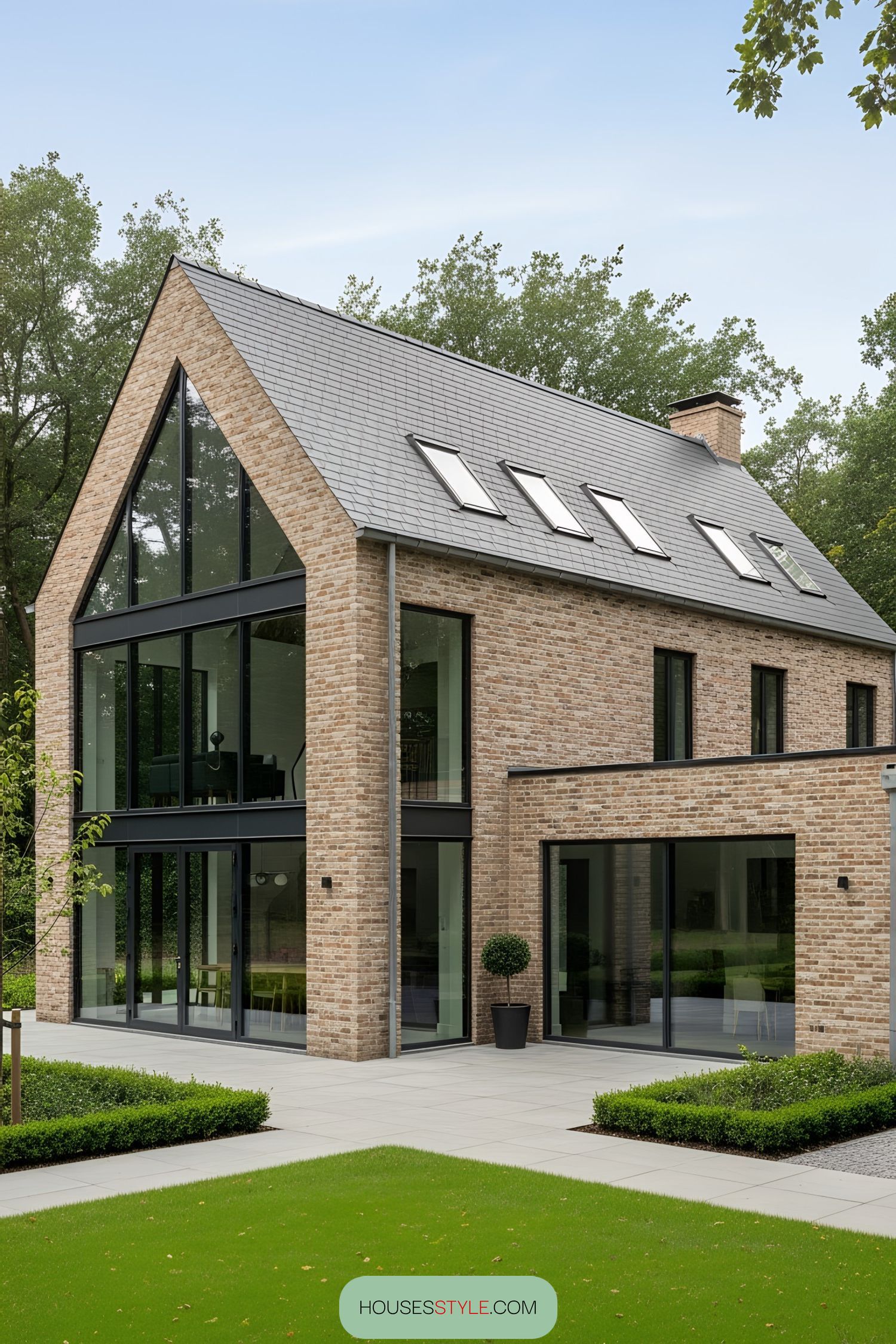 Modern Brick Home With Steep Roofline