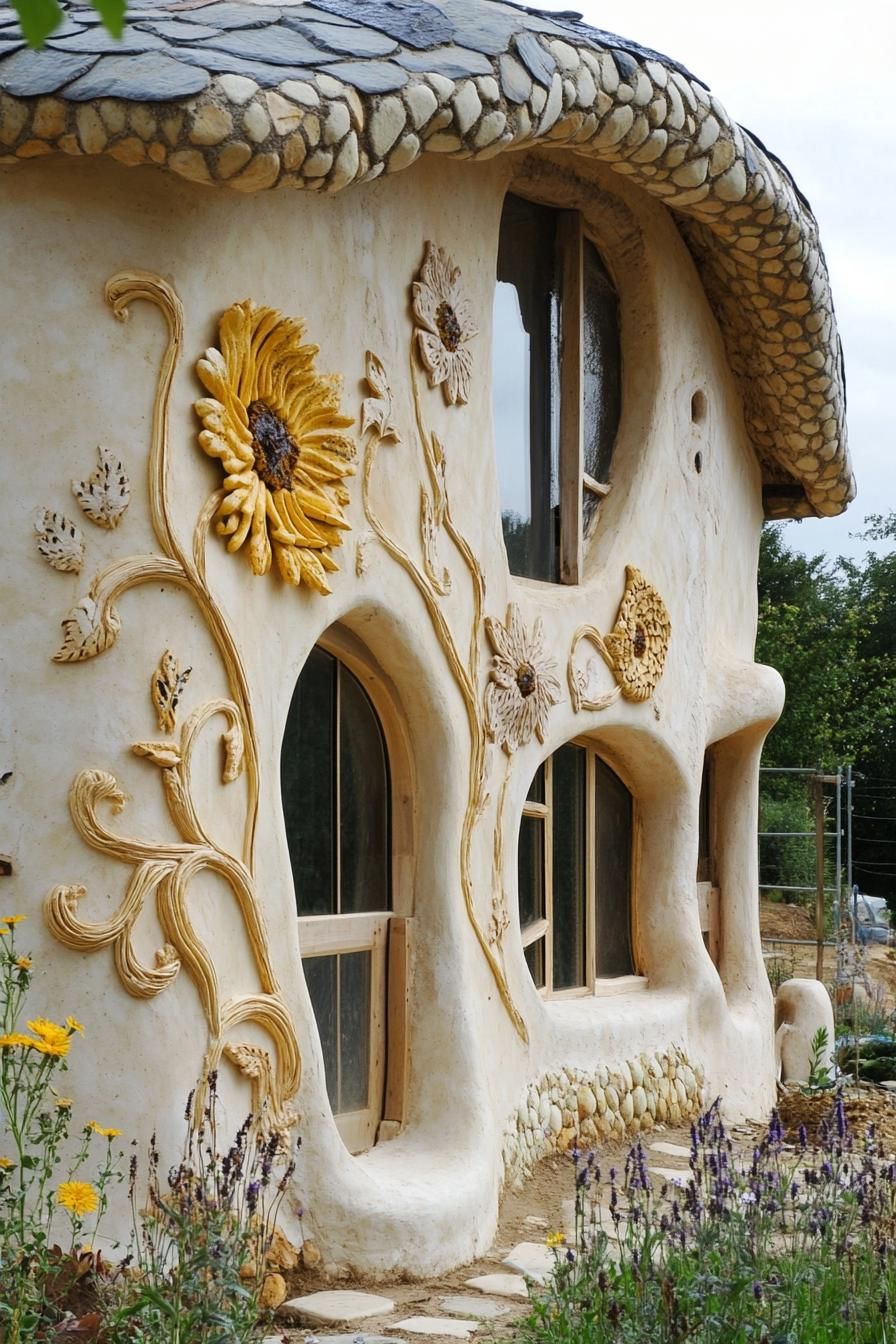 Cob Houses Decorated With Floral Patterns