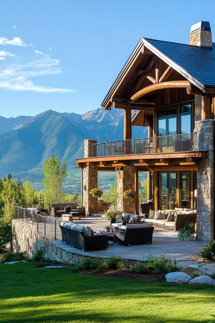 A Log Cabin Set Against Mountain Views