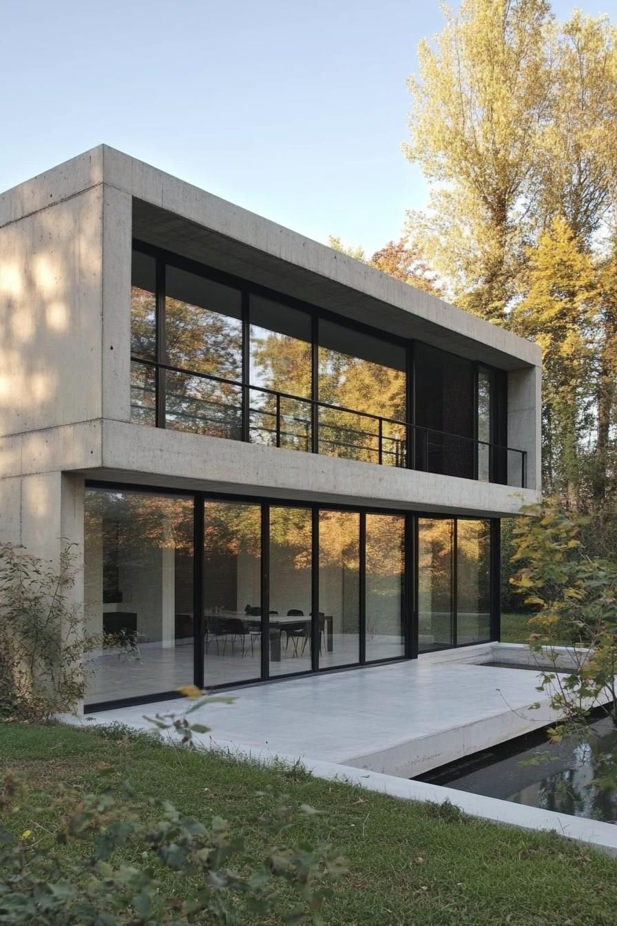 Smooth Concrete Facades With Oversized Glass Windows
