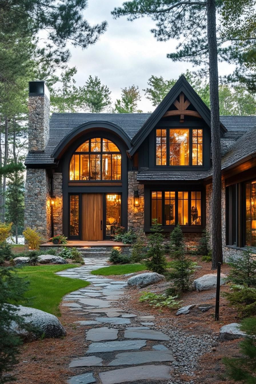 Cozy Cabin Illuminated in the Woods