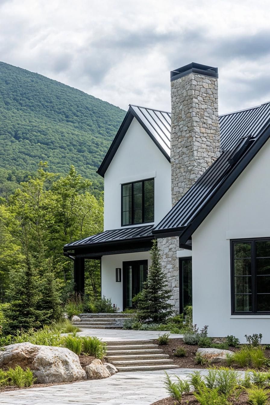 White Stucco Walls with Black Metal Roofs - photo 2
