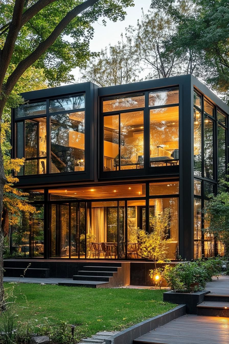 Glass Villa With Charcoal Interiors