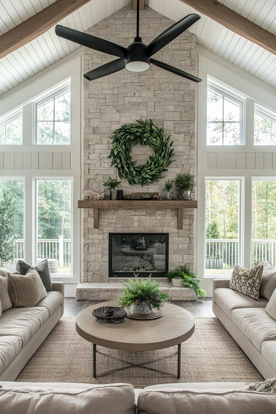 Cozy Wood Beams with Stone Details - photo 4