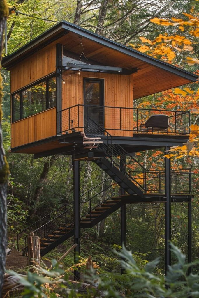 Sleek Steel and Wood Cabin Design - photo 3