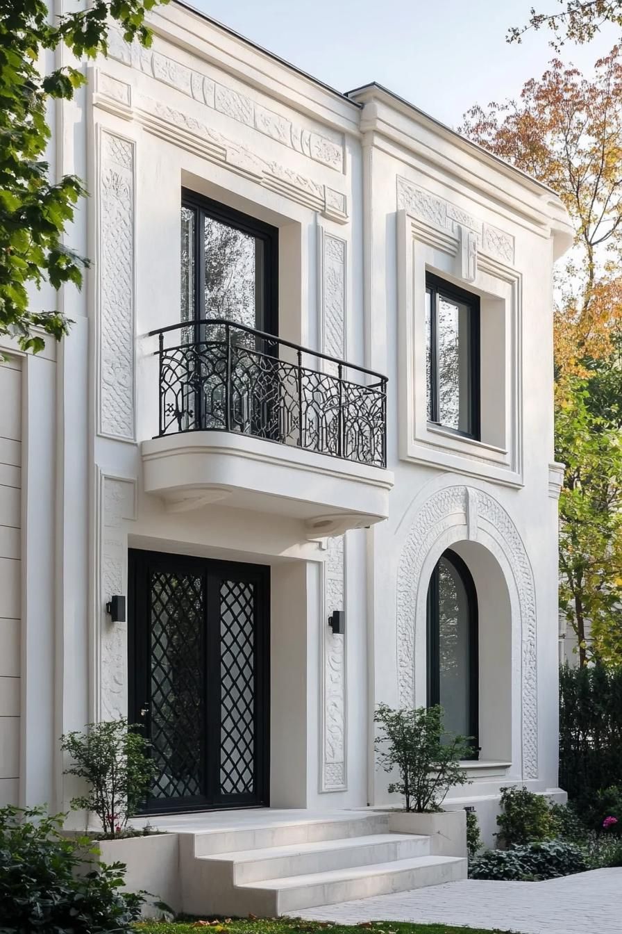 White Stucco Walls With Geometric Detailing - photo 4