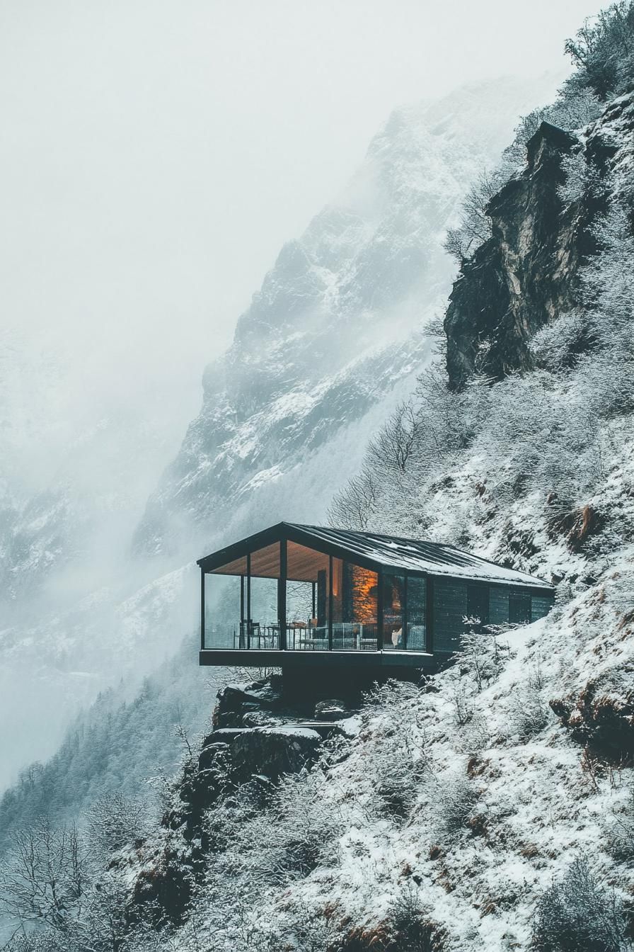 A Dramatic Glass Cabin on the Cliffside
