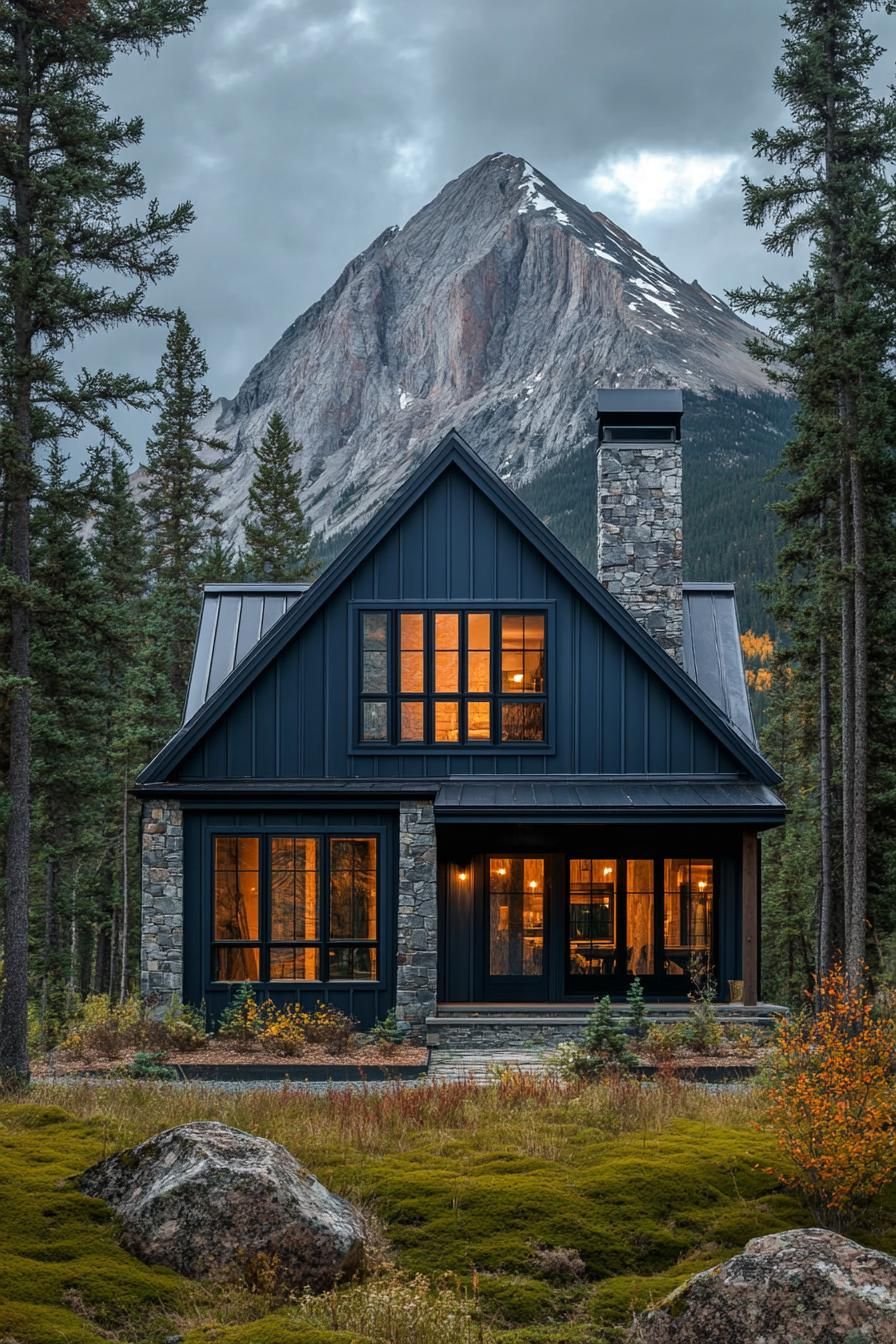 Midnight Blue Metal Siding With Black Trim