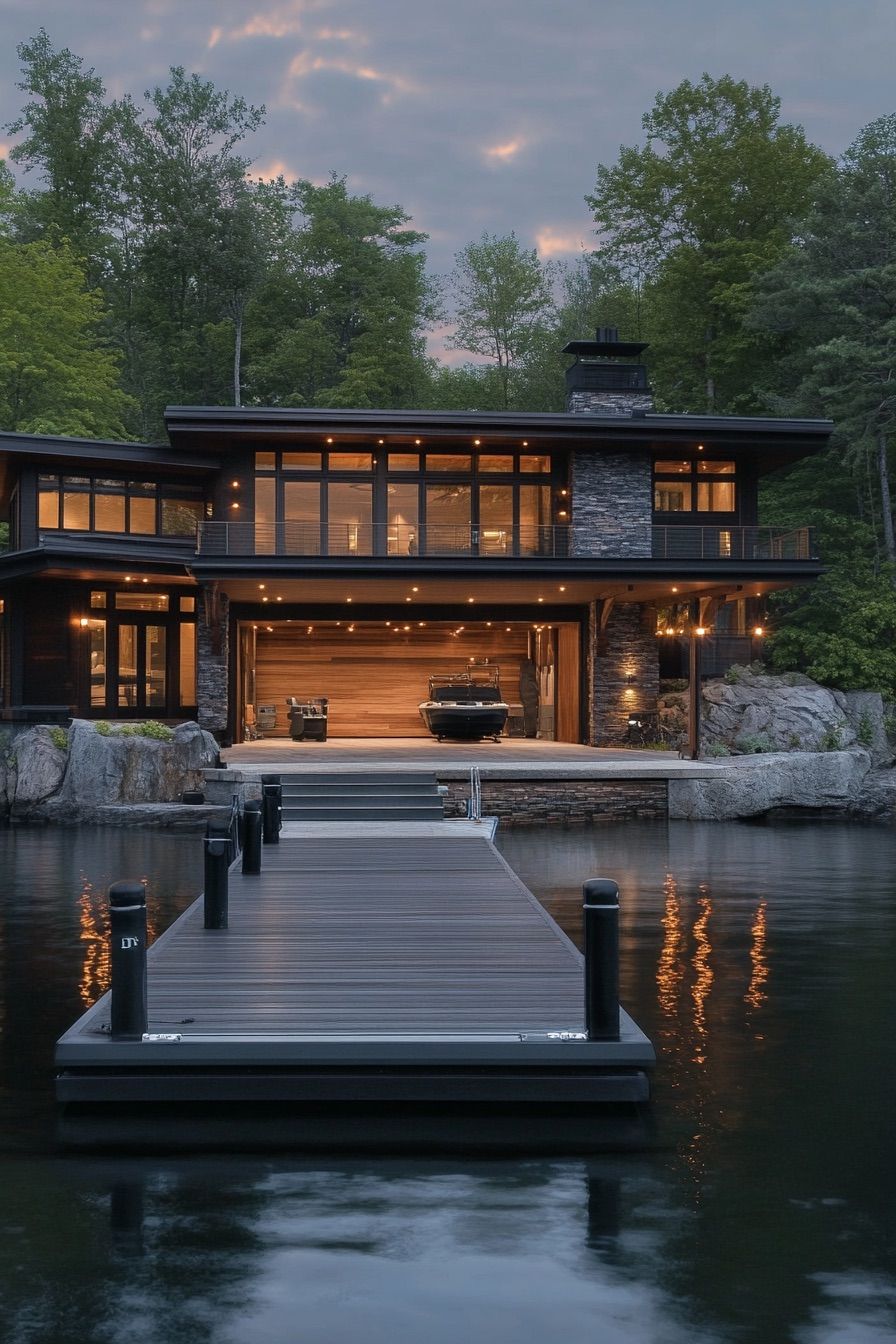 Integrated Boathouse Garage Design