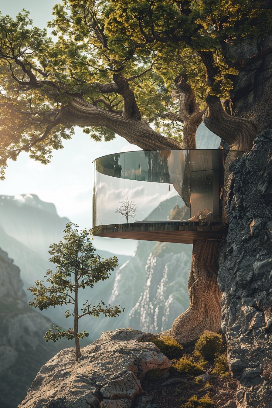 Glass Cabin Wrapped Around a Tree - photo 2