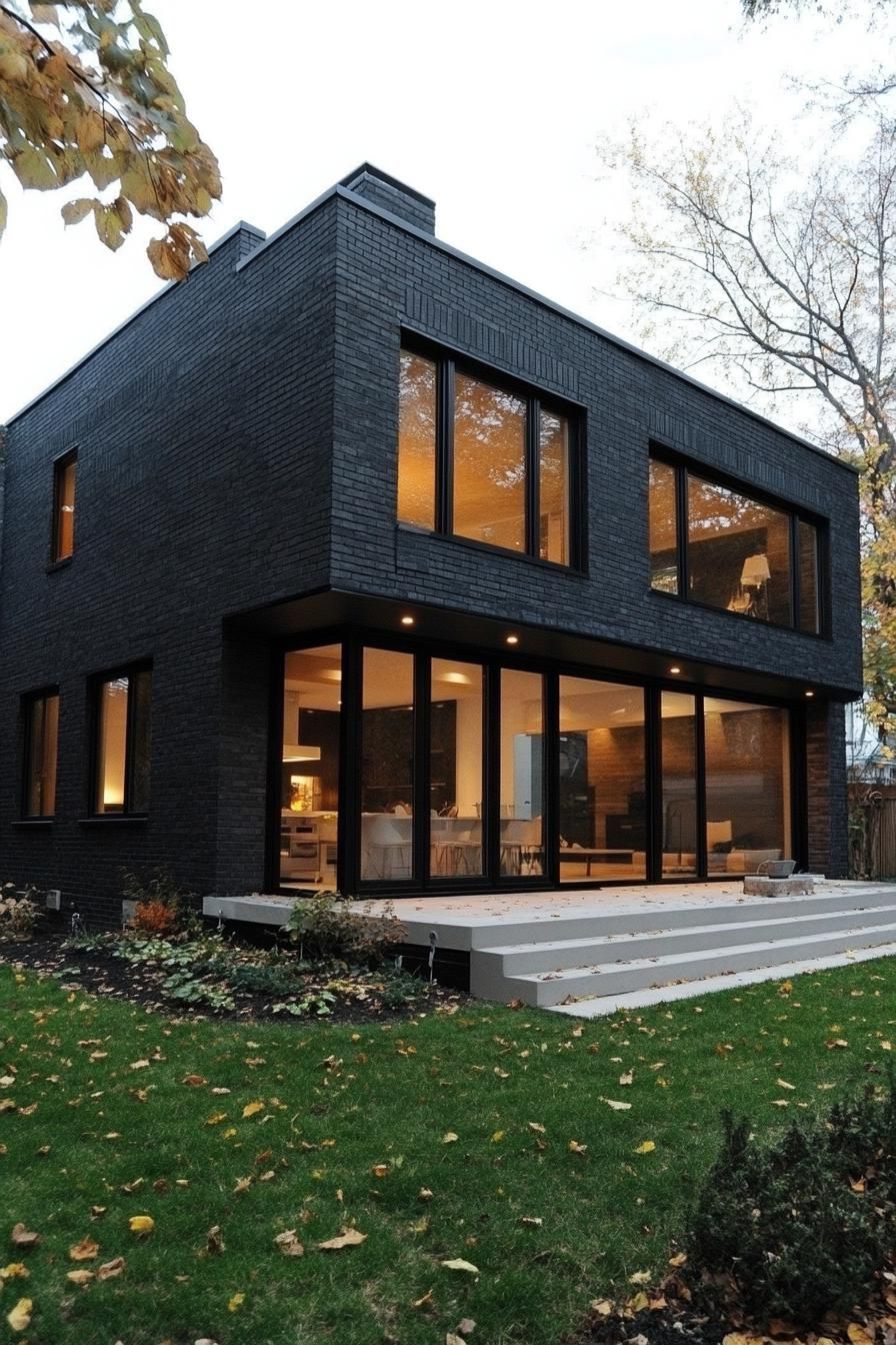 Jet-Black Brick With White Interior Walls