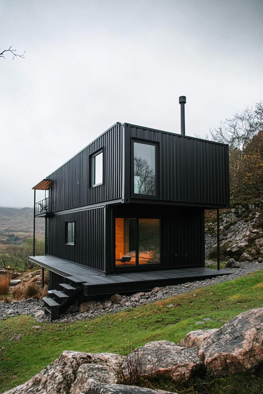 Black Shipping Container Home With Loft - photo 2