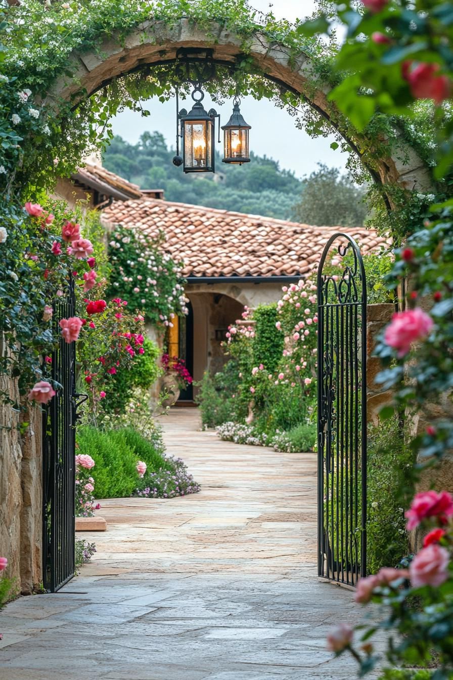 Gated Entrances With Lantern Lighting