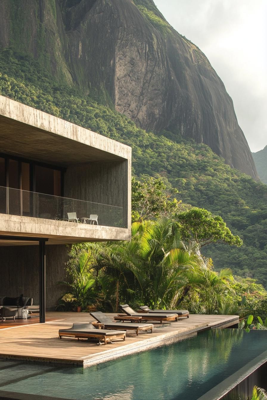 Concrete Retreat Framed by Rock Formations