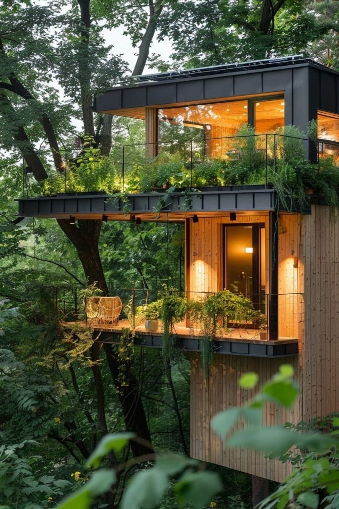 Solar-Powered Cabin With a Rooftop Garden