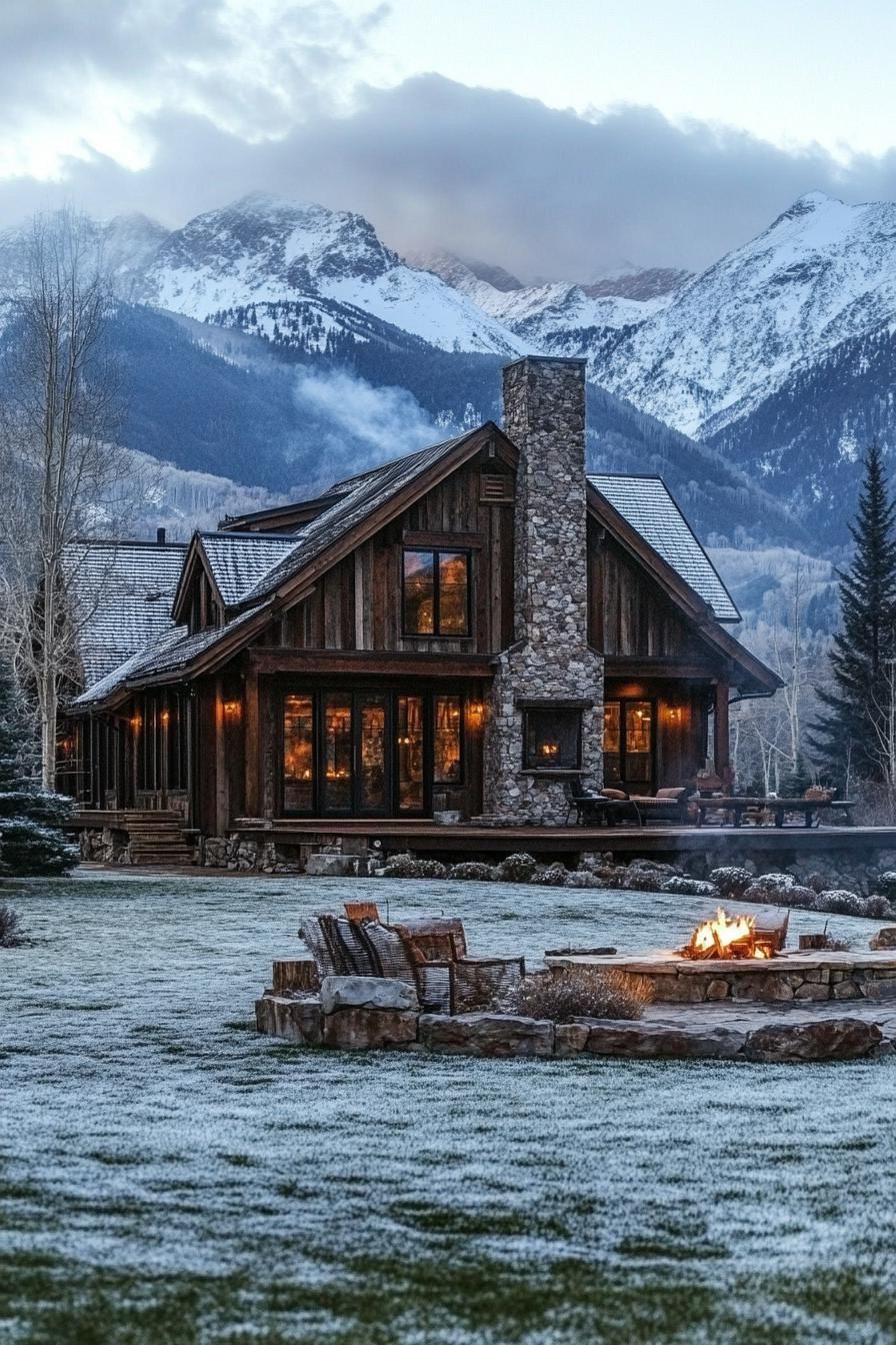 Stone and Timber Glow Beside the Fire