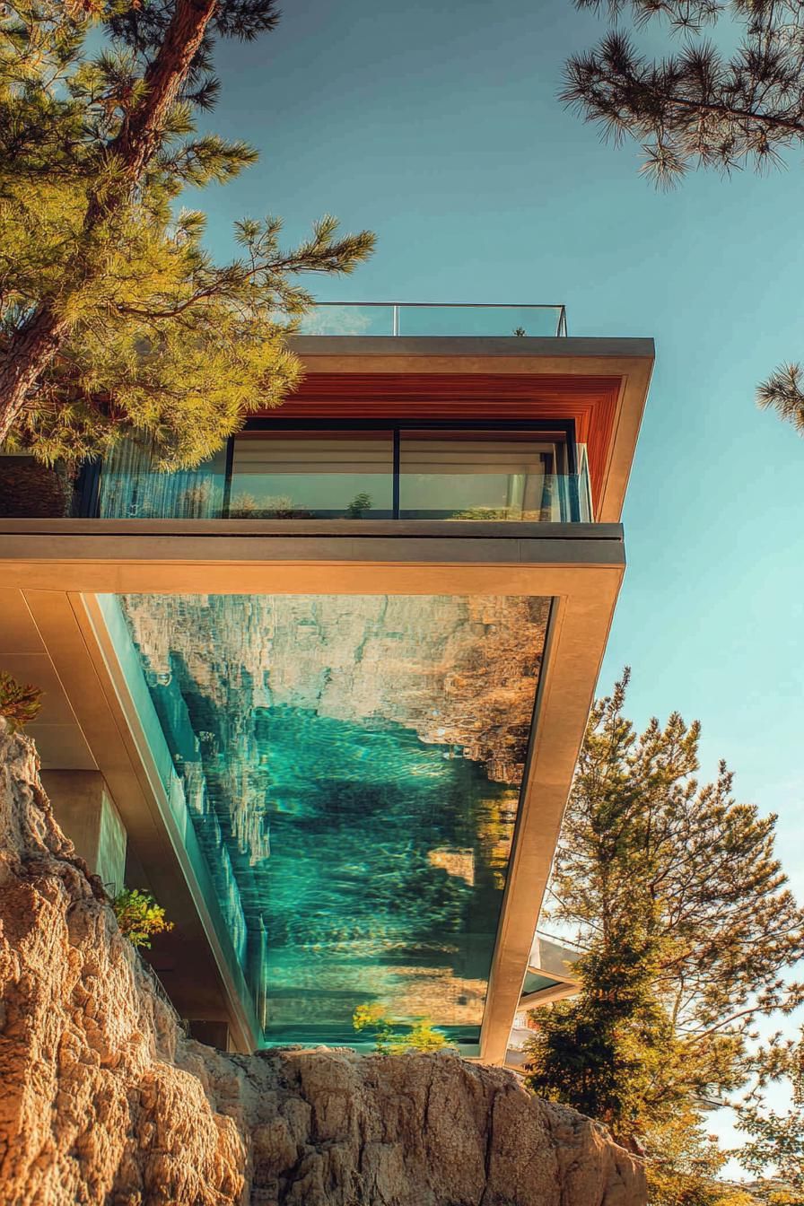 2) Glass-bottom Rooftop Pool