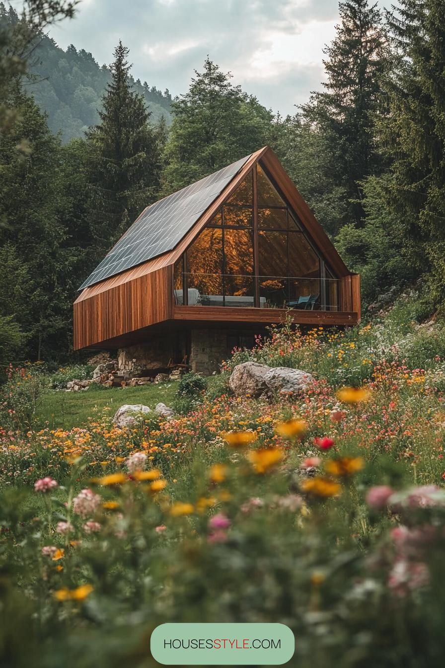 Modern Minimalist Cabin With Solar Panels