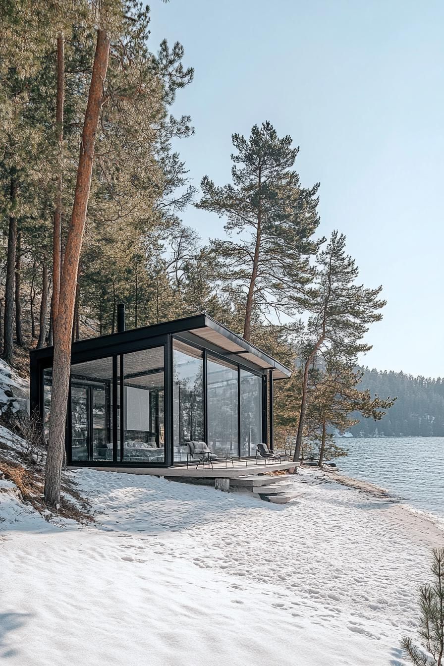 A Glass Cabin Beside the Lake
