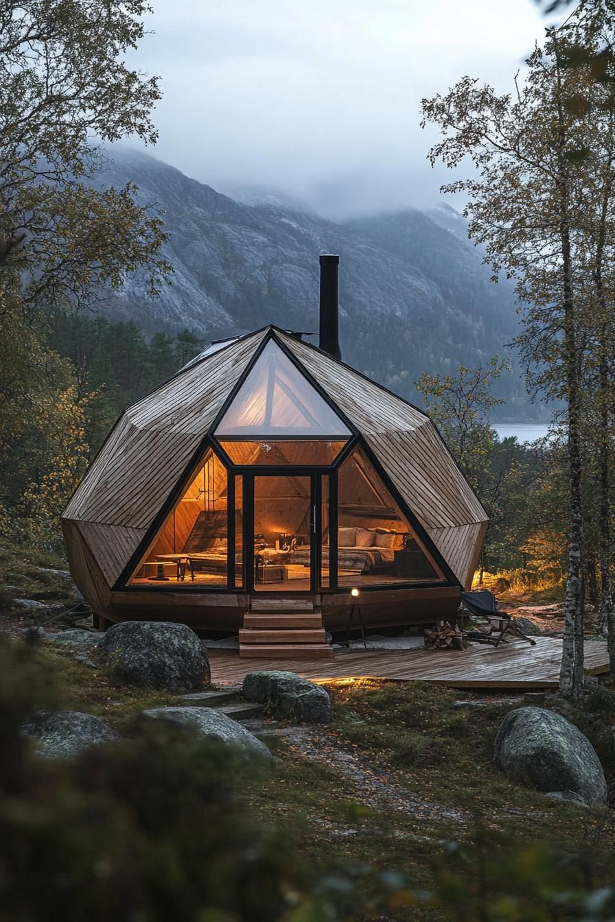 2) Cozy Geometric Woodland Retreat