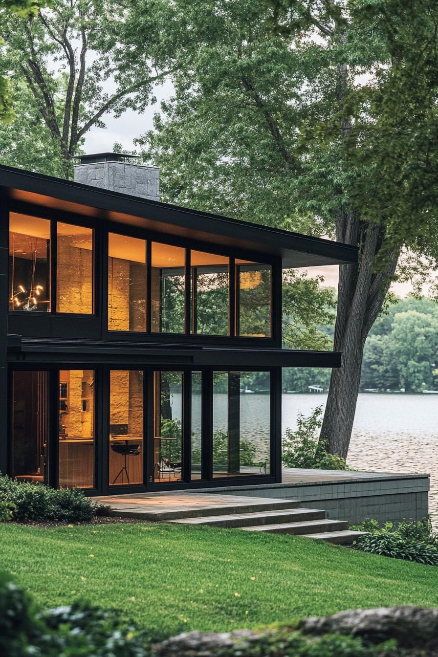 Jet Black Stucco With Large Glass Windows - photo 4