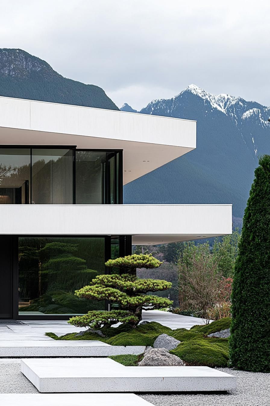 White Concrete Walls Paired With Bamboo Accents
