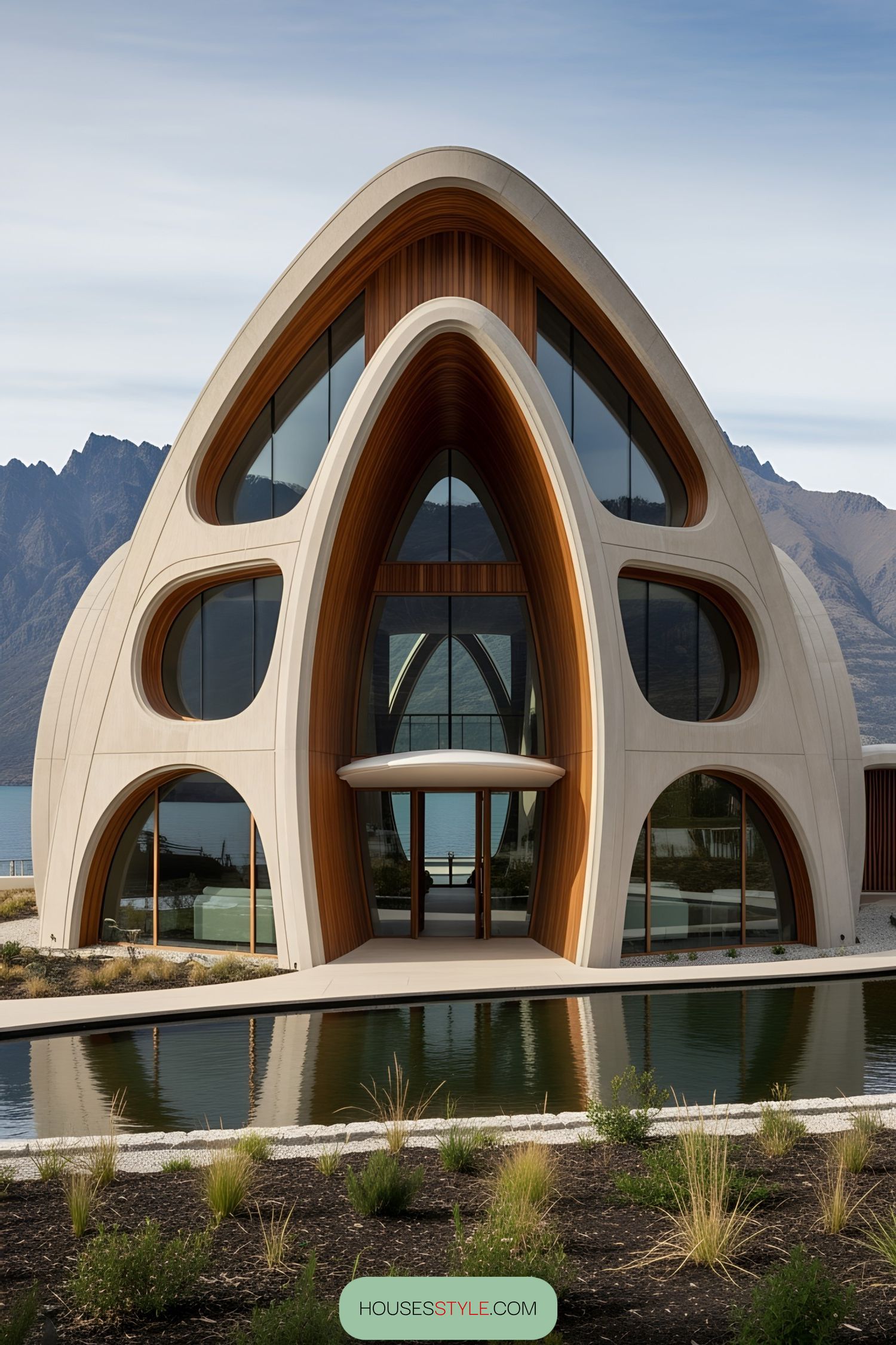 Futuristic Arches Wrap Around Mountain Terrain