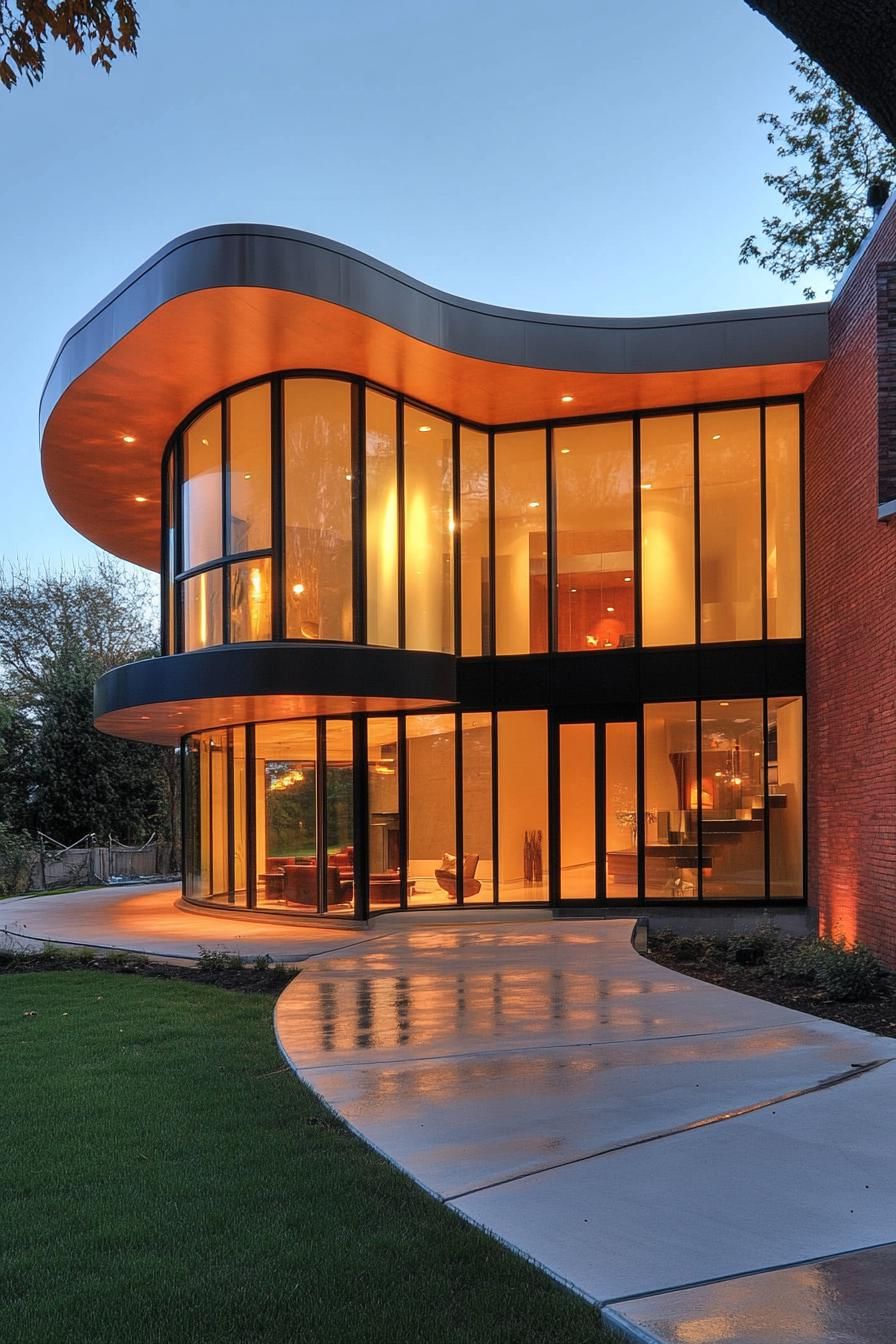 Curved Glass Walls With Aluminum Framing