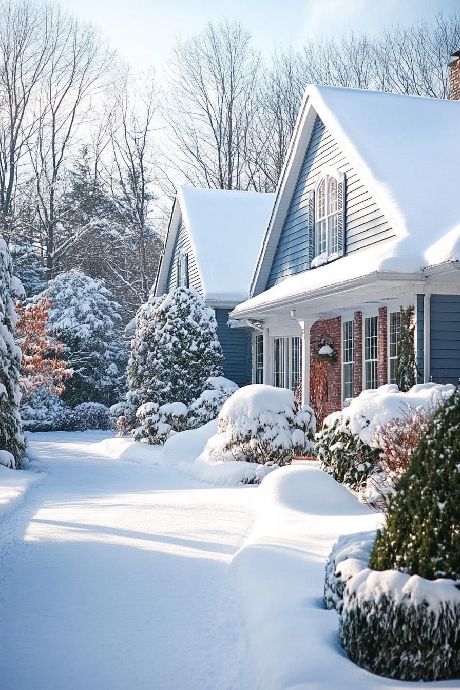 Snow-Dusted Suburban House