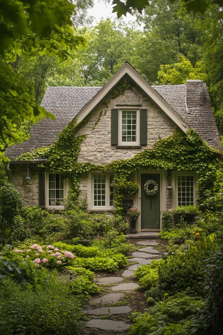 8) Stone Cottage Wrapped in Nature
