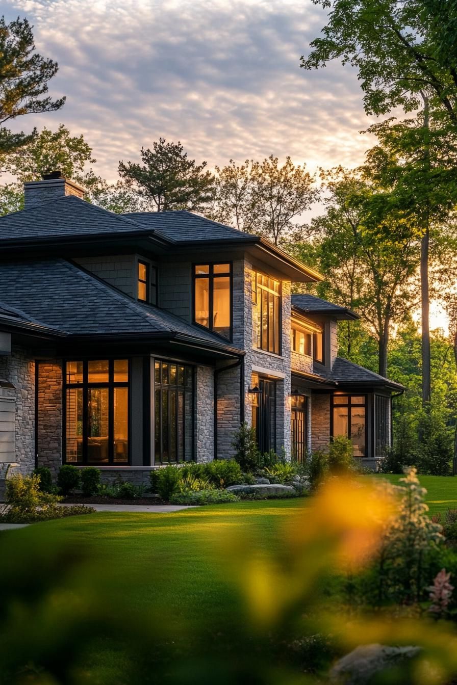 Peaceful Suburban Home At Sunset