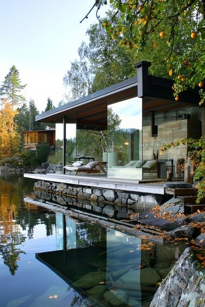 Bright Glass-Walled Floating Studio