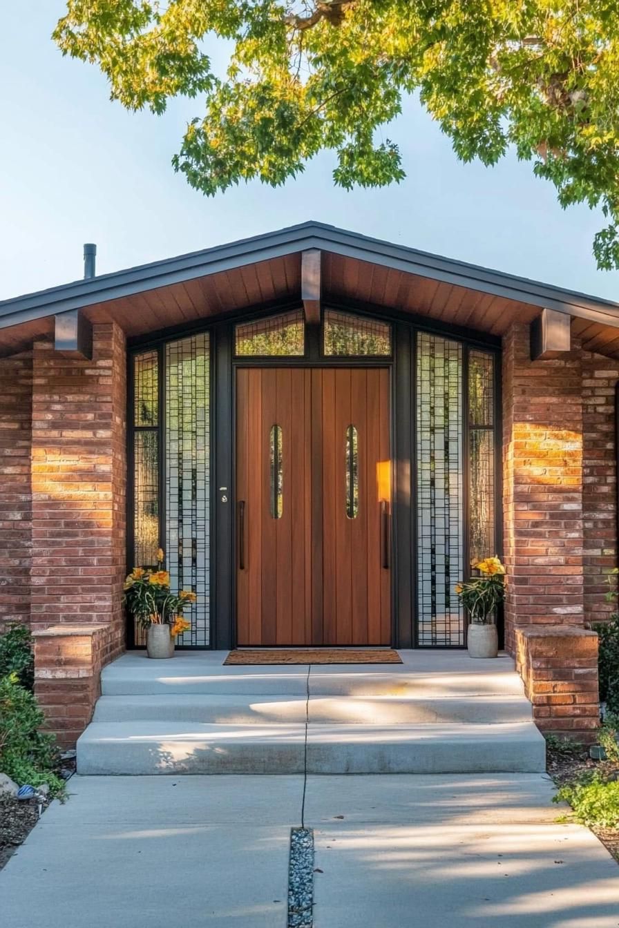 Custom Wood Front Door With Sidelights