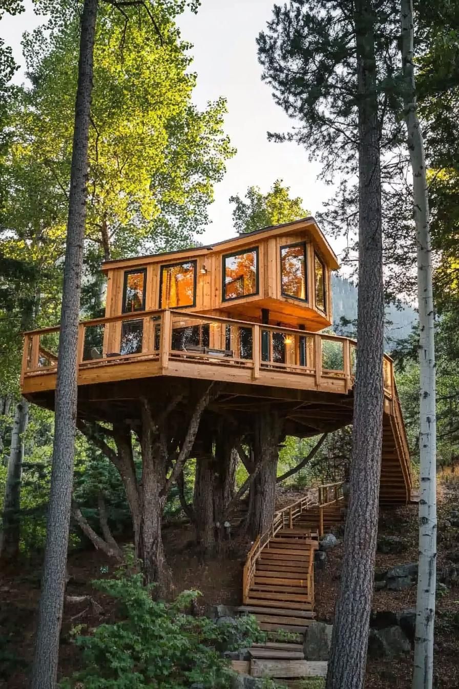 Elevated Treehouses With Rope Bridge Access - photo 3