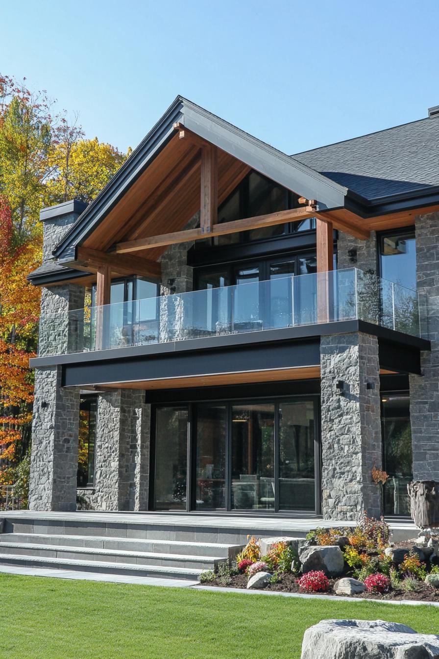Stone Pillars and Glass Railings on Timber Frames - photo 3