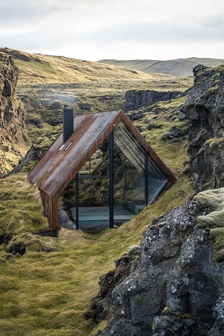 A Snug Cabin Set in Craggy Terrain