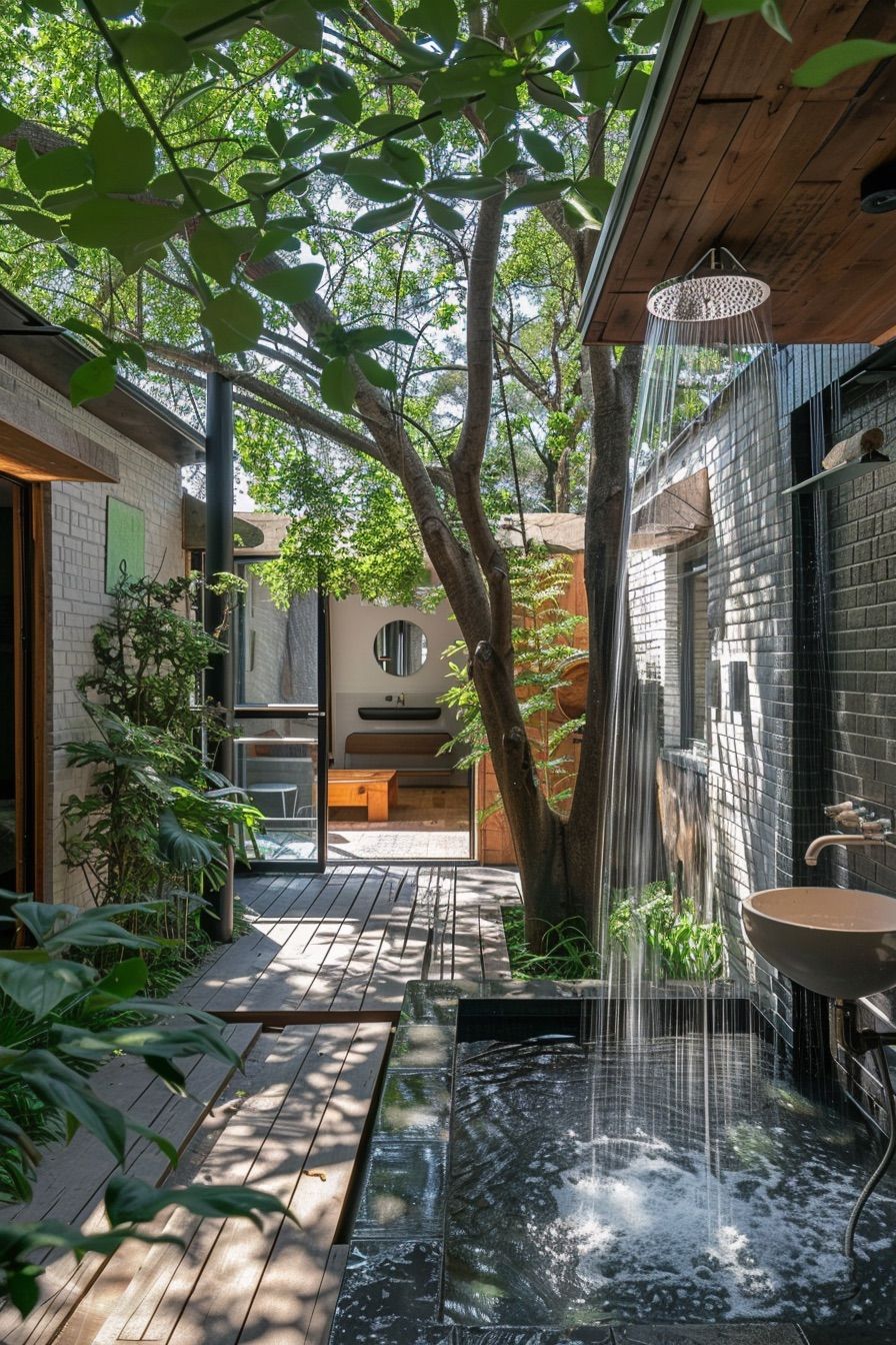 Open-air Showers for Courtyard Homes