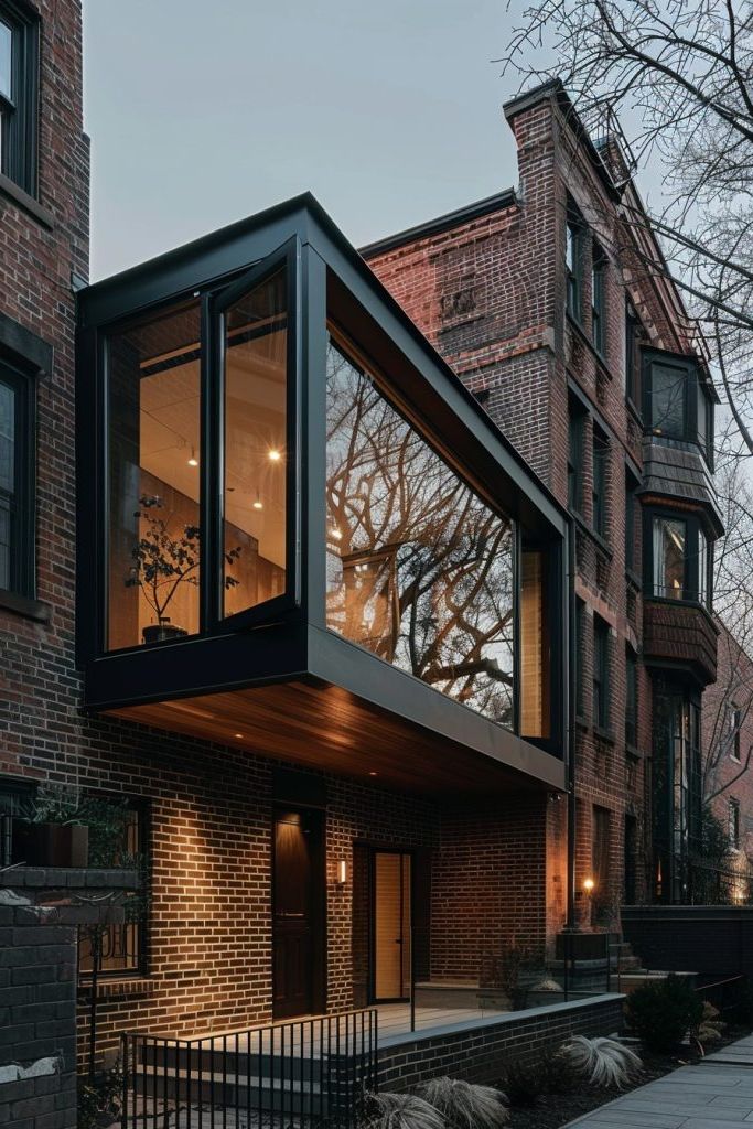 A Floating Wing On A Brick Townhouse