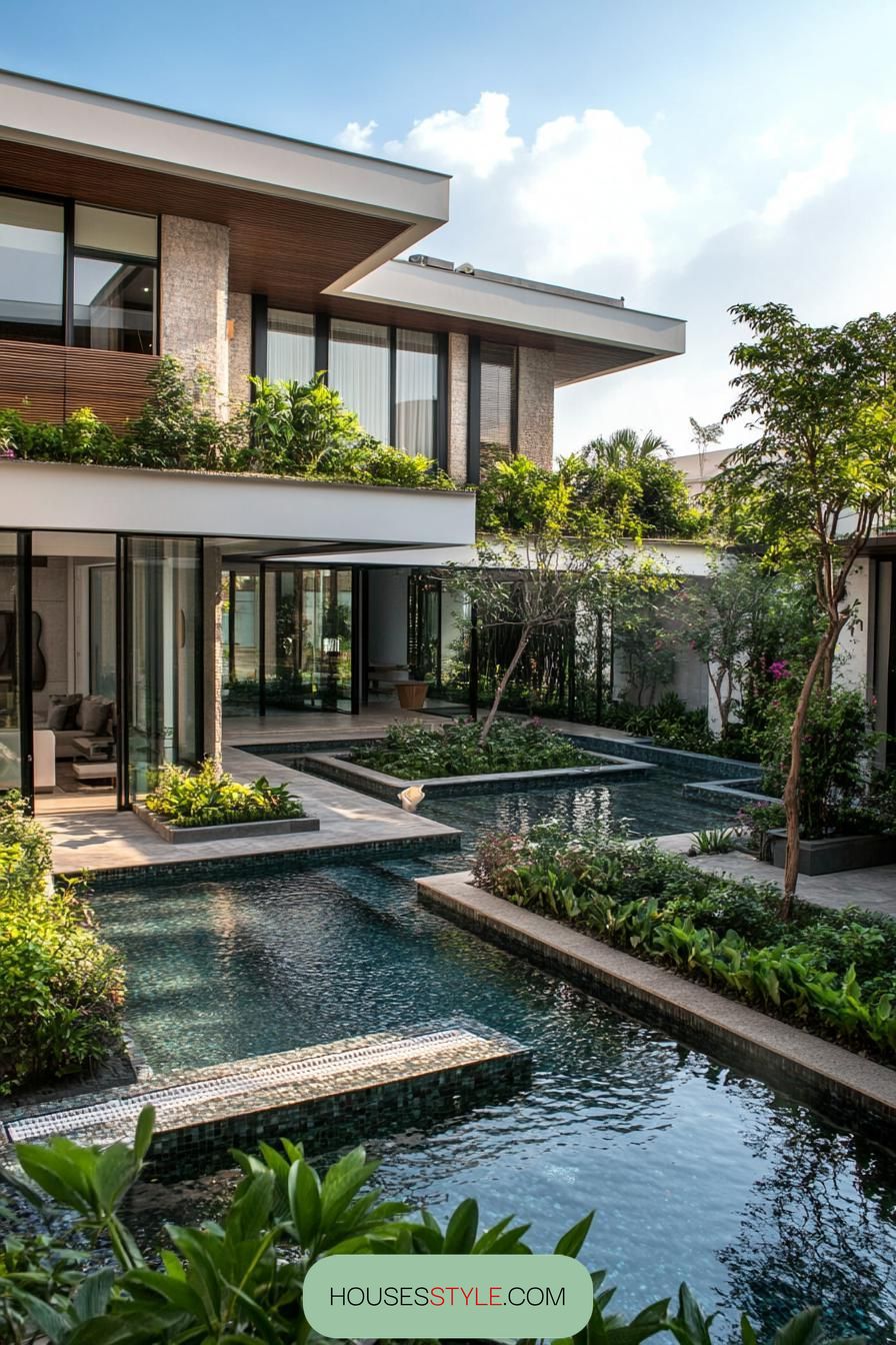 U-Shaped House Wrapped Around a Pool - photo 2