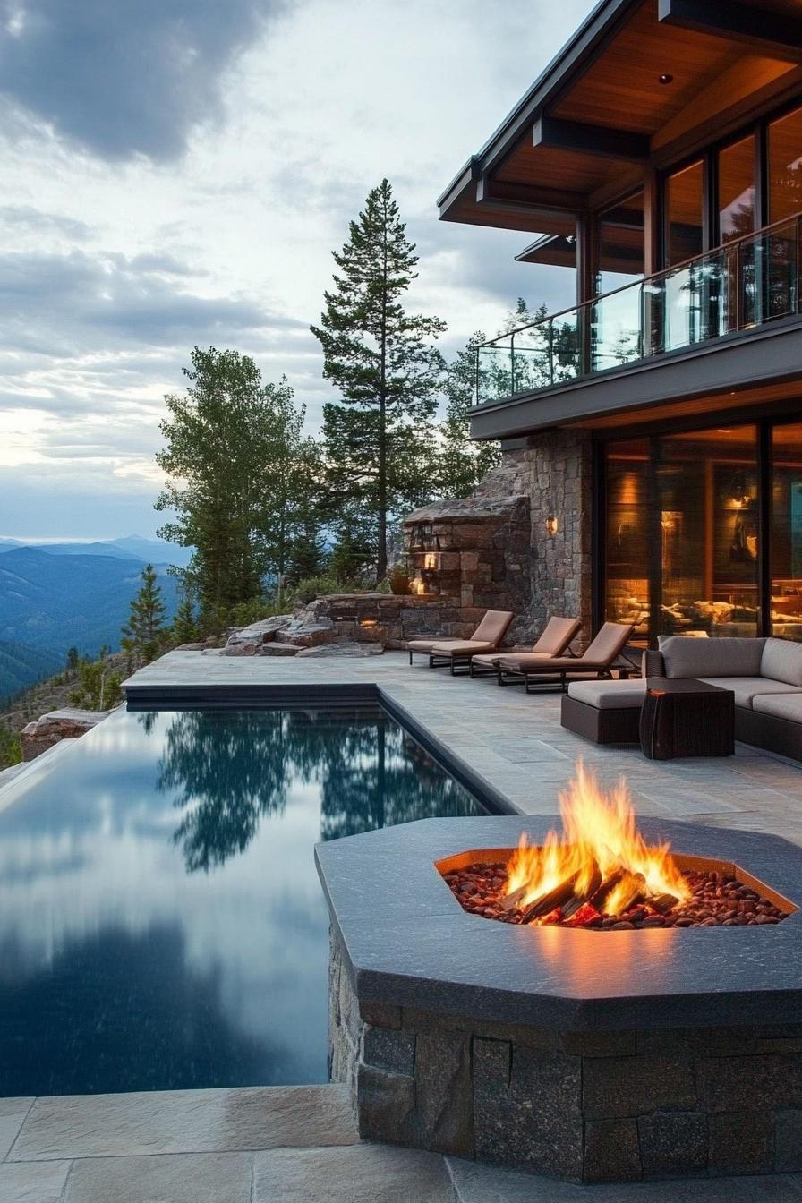 1) Infinity Edge Pool With Fire Pit