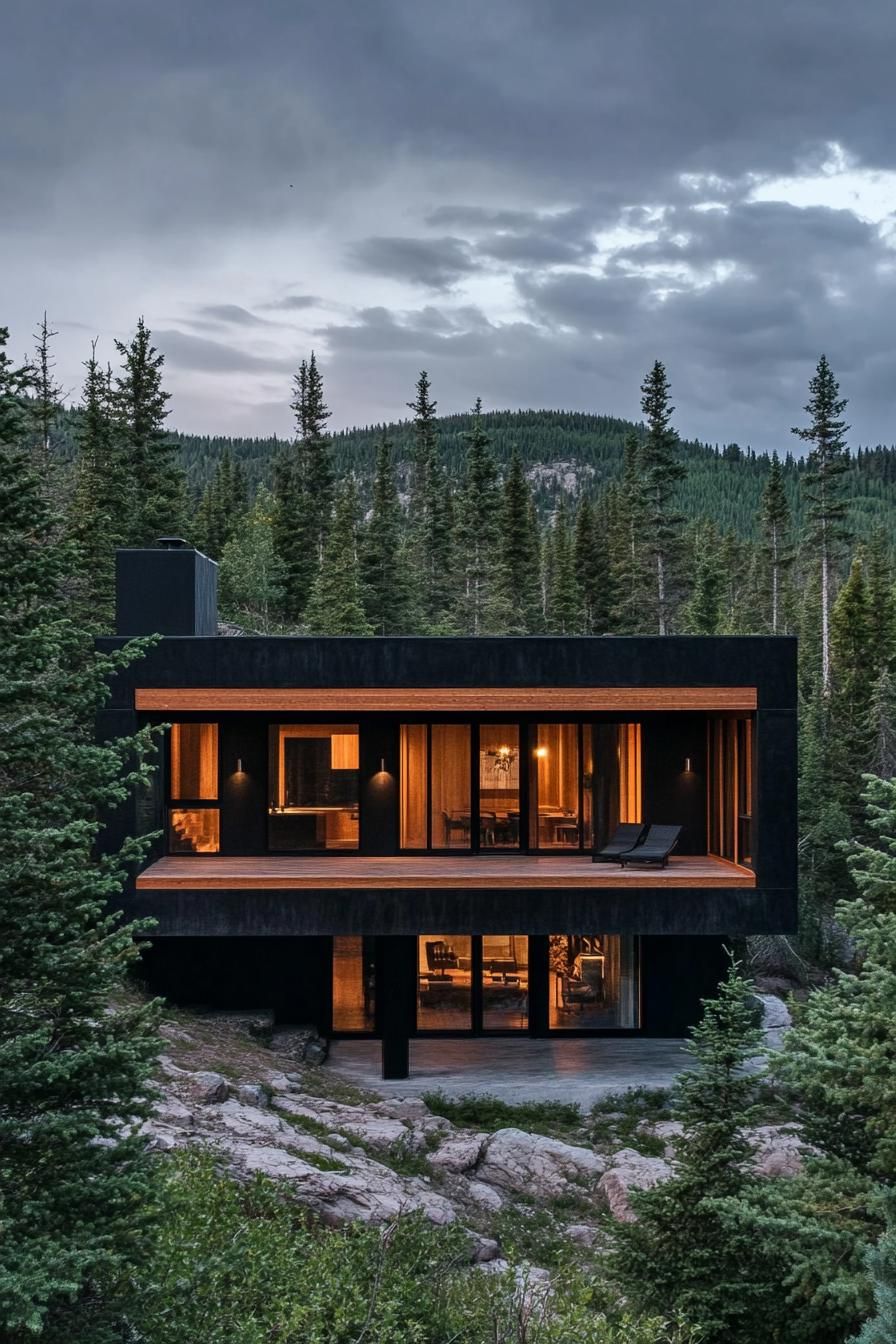 Black Concrete Facade Paired With Wood Details - photo 2