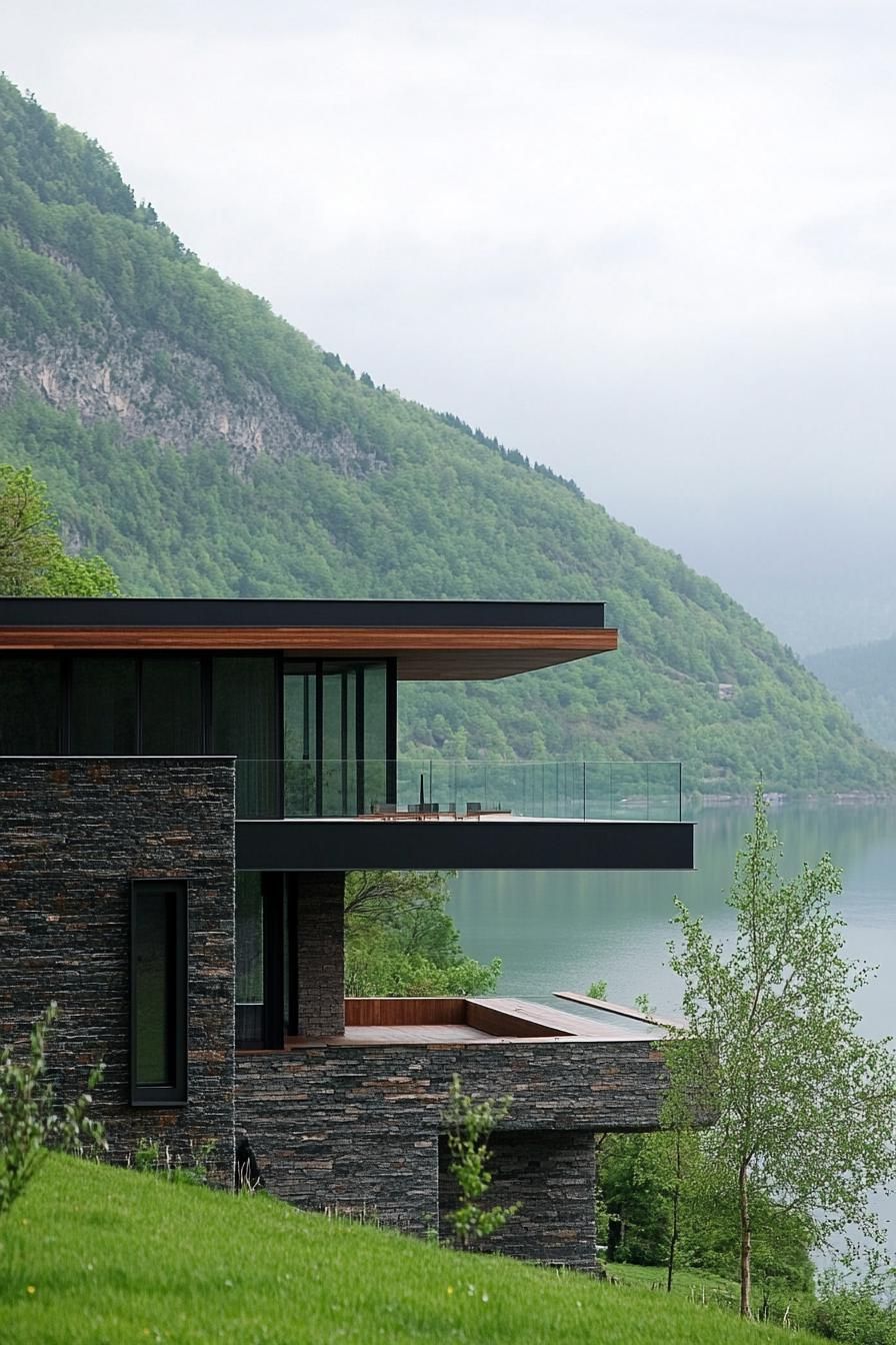 Cantilevered Living Spaces Over the Hillside