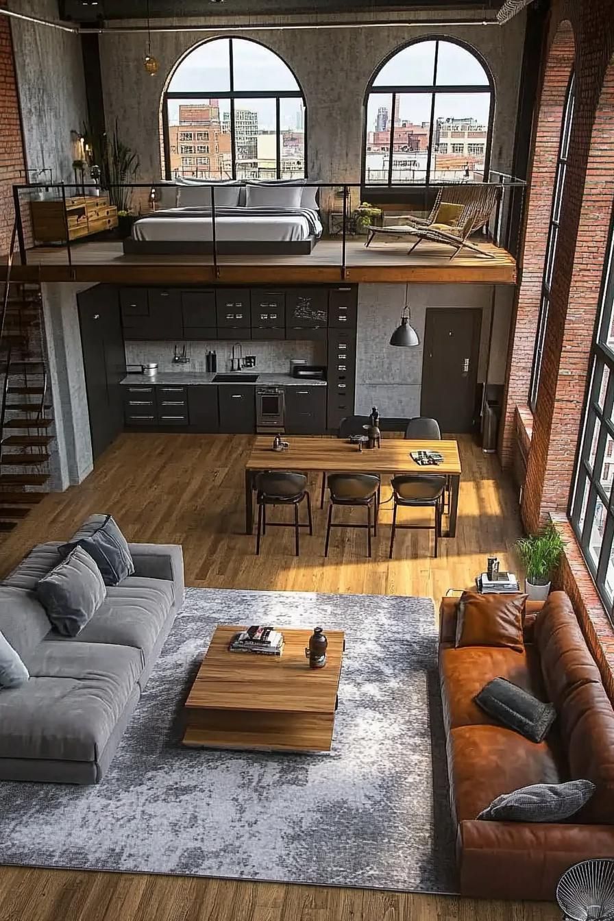 Loft Bedroom Tucked Into a Mezzanine