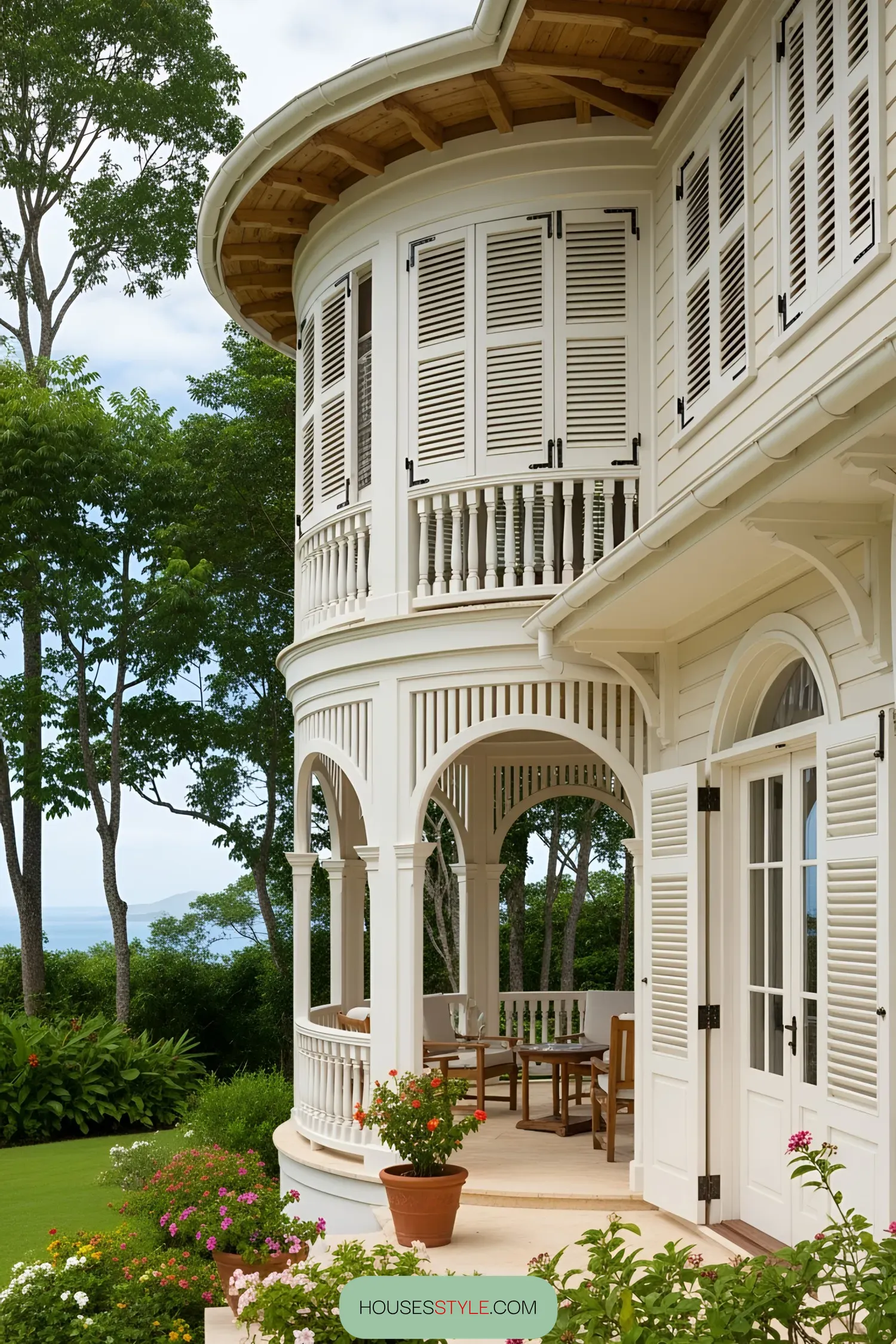 Curved Colonial Architecture in a Tropical Setting