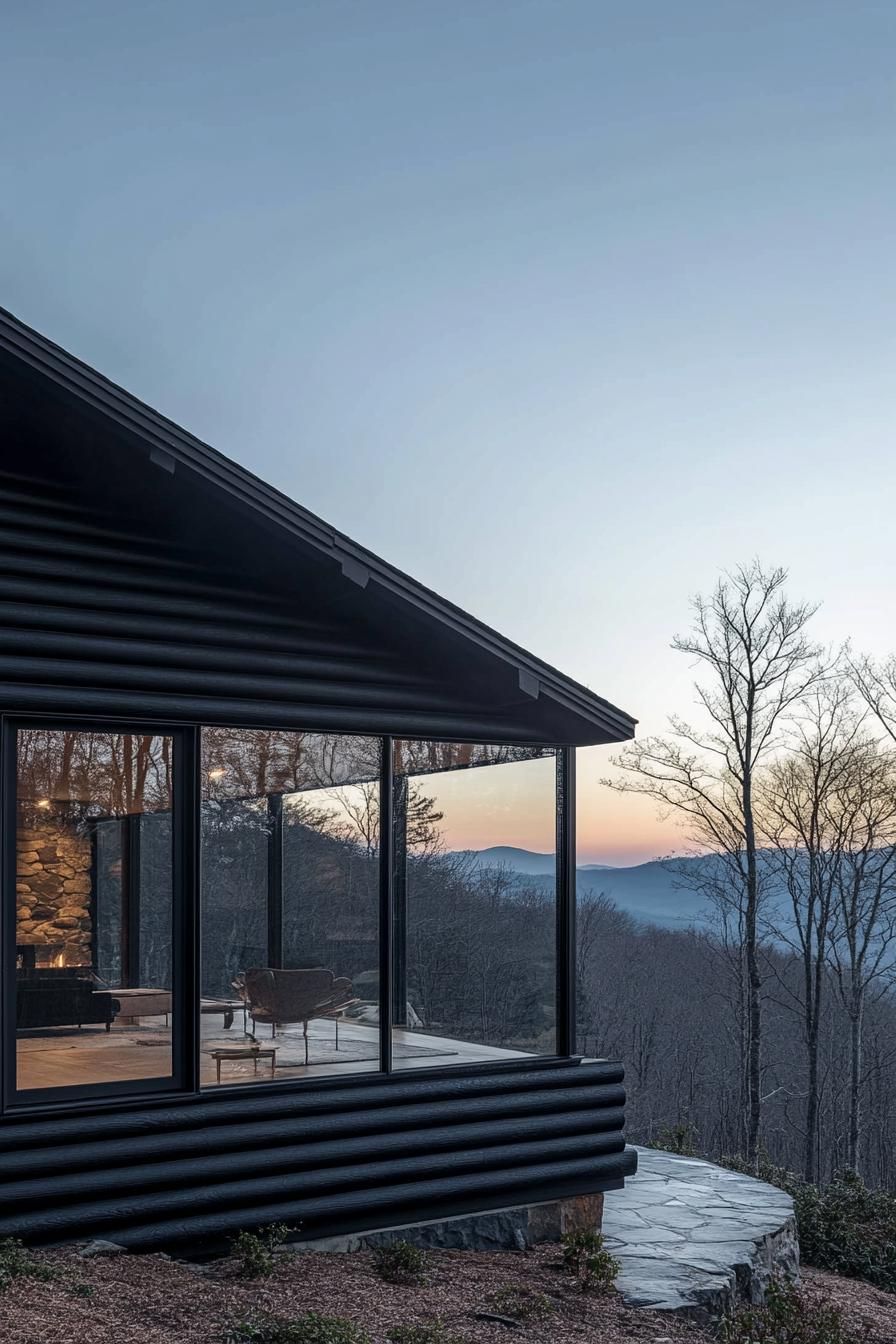 Black Log Cabin With Floor-to-ceiling Glass - photo 4