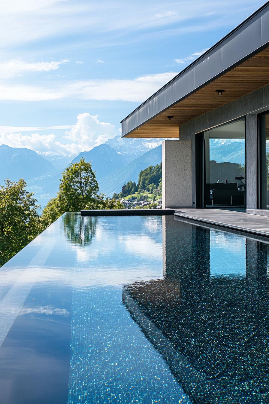 Black-tiled Minimalist Pool With LED Lights - photo 2
