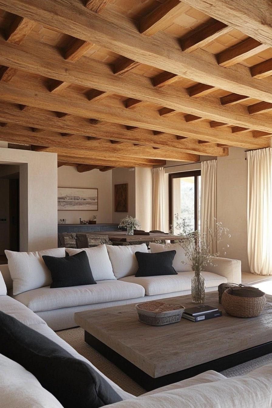 Exposed Wooden Ceiling Beams Indoors - photo 2