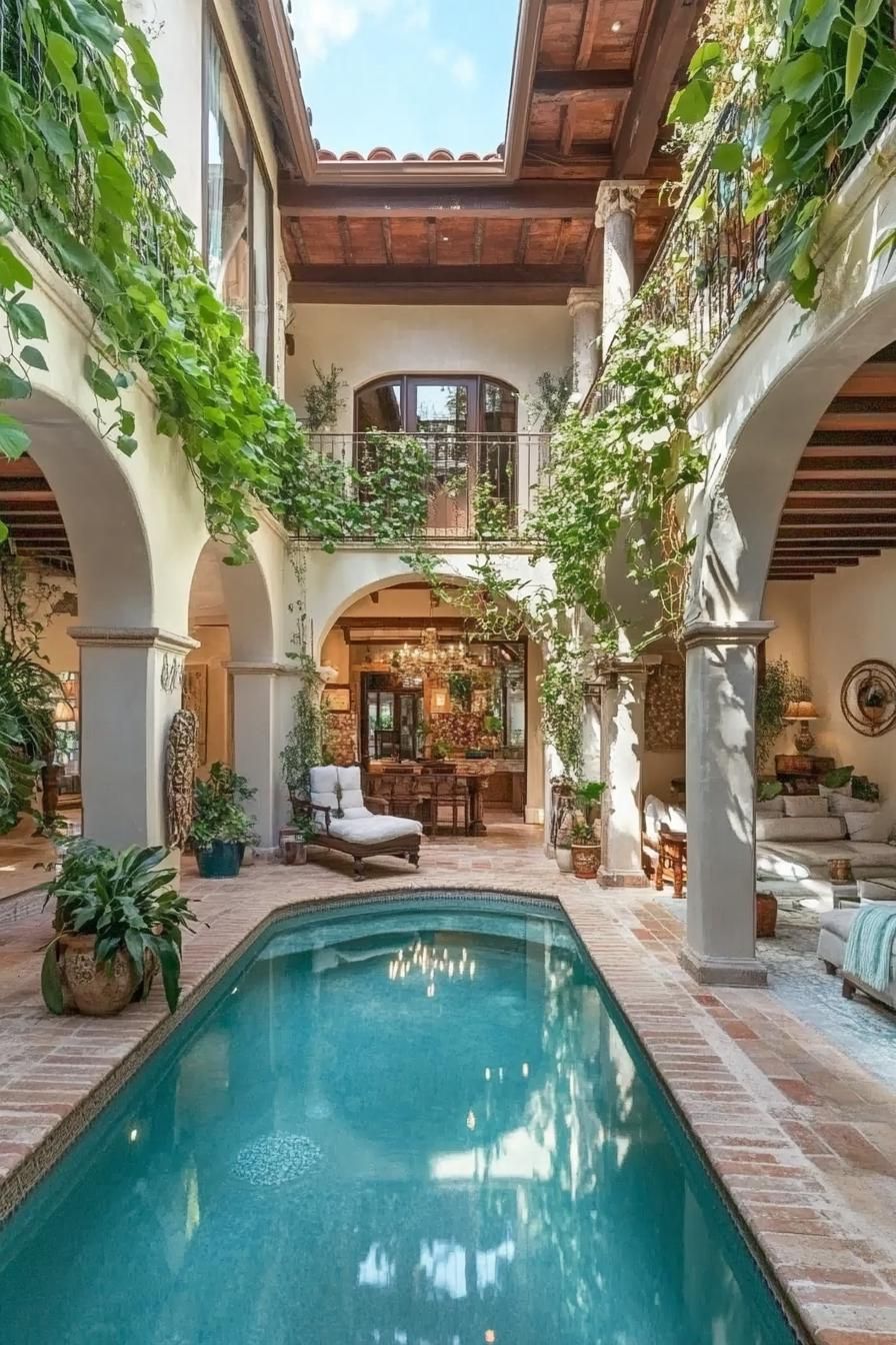Skylit Courtyard Under an Open Ceiling